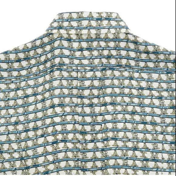 MaxMara Cupid Vampata Monogram Silk Button Front Belted Shirt Dress Size Small - Picture 9 of 15